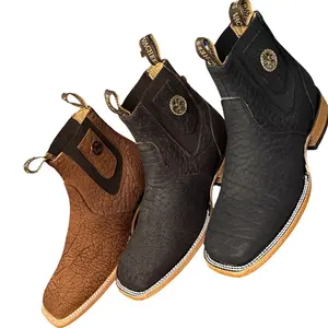 Boy Brand Botin Cuello De Toro Moda Caballero Leather Closed Boot for Men Comfortable Footwear Decorative Walking Shoes