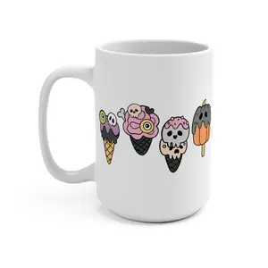 Ice Cream Halloween Ceramic Mug, 15 Ounce Coffee Cup