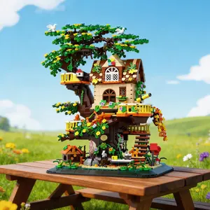 Building block set, Forest series treehouse is a creative toy suitable for adults and teenagers, and can be used as a decoration