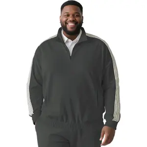 Quarter Zip Pullover Mock Neck Sweatshirt for Big and Tall Men with Dual Pockets Sweater for Workout Gym