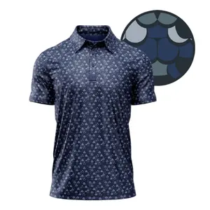 Whale Tail Navy Men's Polo Master Tour Polo Shirt All-Over Print Lightweight Quick-Dry Fabric 3-Button Placket Regular Fit S to 5XL