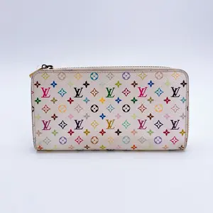 Pre-owned Louis Vuitton canvas Mini Bags Monogram Multicolor Zippy Wallet White