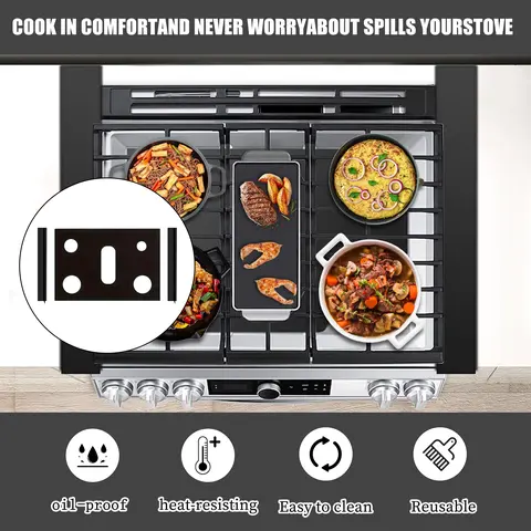 Samsung Gas Burner Liners - Custom Fit, Cost-Effective, Heat-Resistant, Oil-Resistant, Non-Slip, Reusable, Durable Gas Stove Burner Mats for Daily Cooking, Easy Cleaning, Trimmable Kitchen Appliance Parts