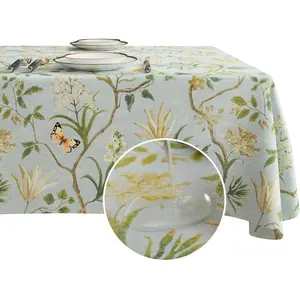 Rectangle Table Cloth,100% Waterproof Tablecloth Oil Proof Spill Proof Vinyl Table Cloth, Wipe Clean Plastic Table Cover for Dining, Camping, Indoor and Outdoor 52" x 70",Leaves