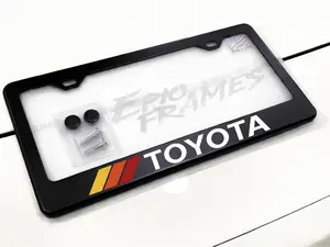 Vintage Toyota Retro Style License Plate Frame TRD Off Road 4x4 Black Metal