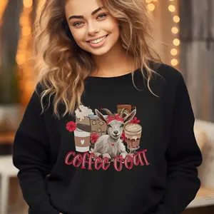 Coffee Goat / Buttery Soft / Classic Sweatshirt / Womenswear Casual / Comfort fit, Vintage Era Chic Crewneck Sweatshirt Collar Knit