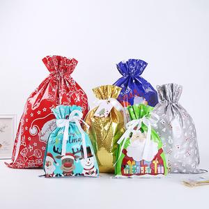 60 PCS Christmas Drawstring Gift Bags (30 Gift Bags + 30 Tags) | Gift/Candy Storage Reusable Bags | Holiday Party Decoration | Multi-Style in One