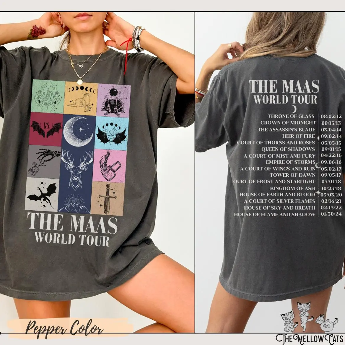Sarah J. Maas World Tour Comfort Colors tee, Licensed SJM merch, Throne of Glass TOG shirt, ACOTAR merch Crescent City Fan