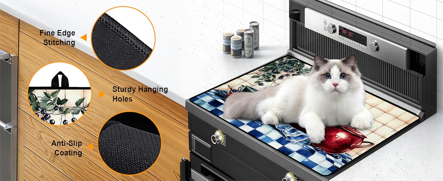 JOYFINITY Heat-Resistant Glass Stove Top Cover with Anti-Slip Rubber Coating – Electric Stove Protector, Scratch-Resistant, Expands Counter Space, Stylish Kitchen Decor