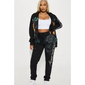 Ed Hardy Crawling Tigers Wide Leg Pant - Black B