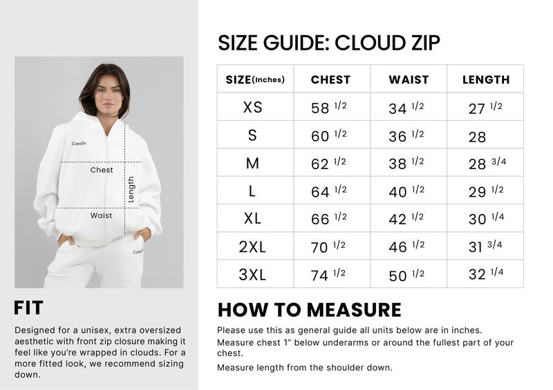 Comfrt | Cloud Zip Oversized Hoodie Pockets Pockets