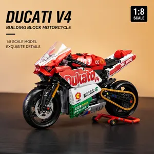 1:8 Ducati Motorcycle Building Blocks Set, Realistic Static Mechanical Model Kit, Bricks Toy Collection Gift for Adults & Kids