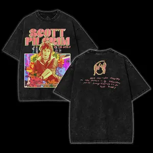 Retro Vintage Ramona Flowers Scott Pilgrim Washed Cotton T-Shirt, Indie Comic Graphic Tee, Alt Girl Aesthetic Streetwear, Y2K Indie Comic Merch, Gift for Scott Pilgrim Fans