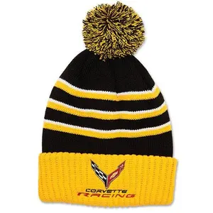 Corvette Racing Beanie with Pom - Yellow