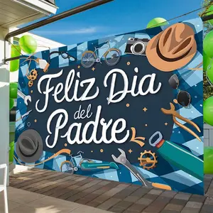 Summervibes 1PC Polyester 2D Flat Multicolor Reusable Spanish Father's Day Photo Backdrop - Birthday Party Decorations, Party Decorations Banners, Indoor Outdoor Home Festive Supplies