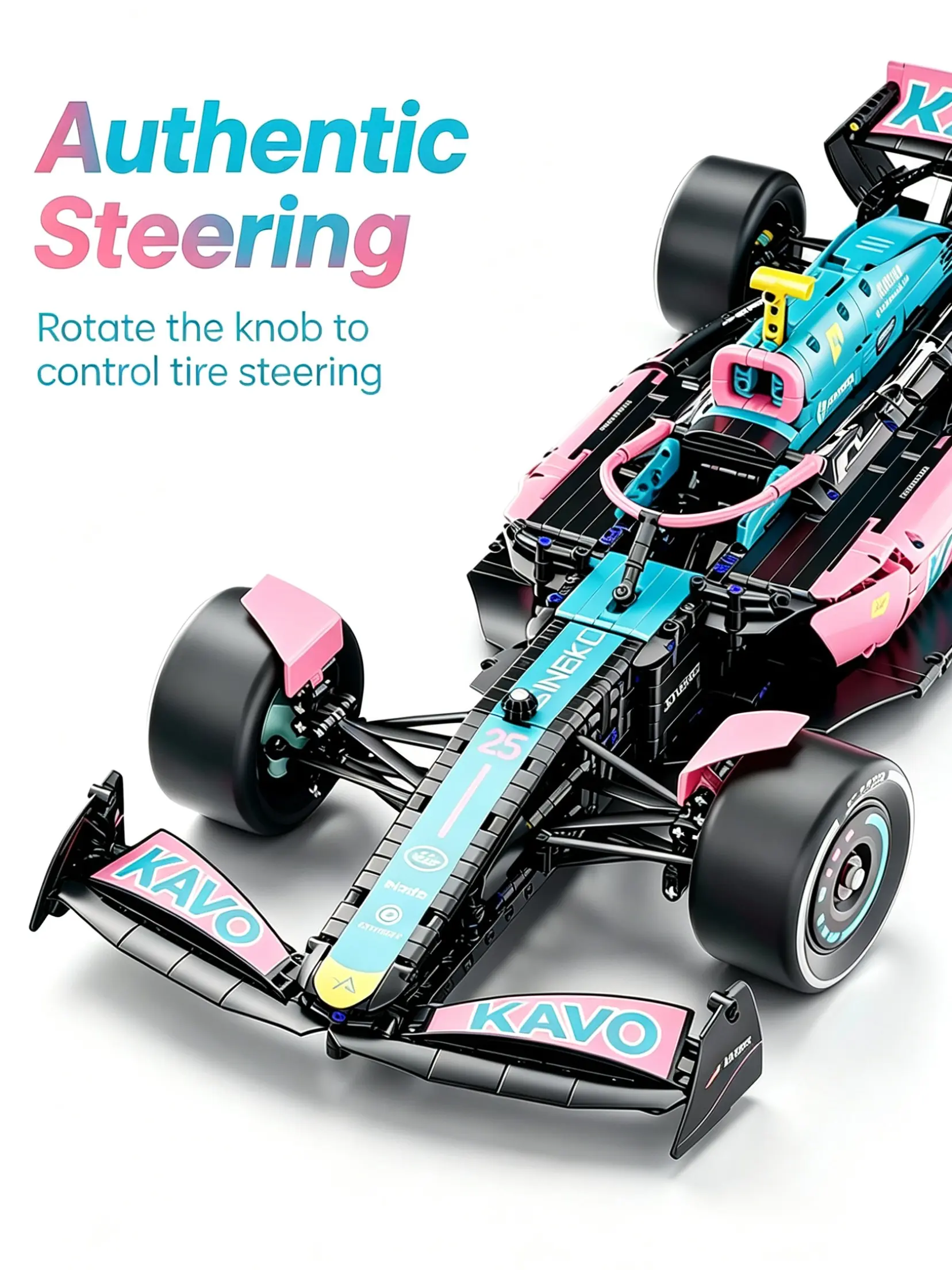 1:8 Pink&Blue/Red&White F1 Model Car Building Block Model Static Version Creative and Educational Game for Kids ABS Plastic Perfect Birthday & Christmas Gift Wonderful Activity for Parent-Child Interaction on Weekends, Building Block Sets, Puzzle Block Ca