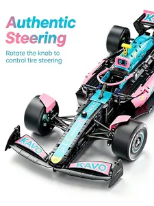 1:8 Pink&Blue/Red&White F1 Model Car Building Block Model Static Version Creative and Educational Game for Kids ABS Plastic Perfect Birthday & Christmas Gift Wonderful Activity for Parent-Child Interaction on Weekends
