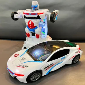 Automatic Transforming Robot Car Toy, Unisex Electric Toy with Obstacle Avoidance Lights and Music, Perfect Birthday Gift