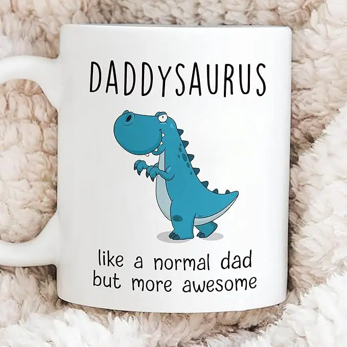 DADDYSAURUS Coffee Mug for Dad, Funny Gifts for Dad from Daughter, Son, T-rex Daddy Mug - Fathers Day, Christmas, Birthday Gift for Father, Step Daddy, Husband Gift from Wife - fth10625