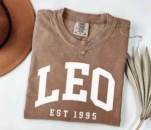 Comfort Colors Custom Leo Shirt, Birthday Tshirt, Birth Year T-Shirt, Est Tee, Zodiac Sign Tee, Leo Gift, Personalized BDay Gift, Astrology Tee - AL