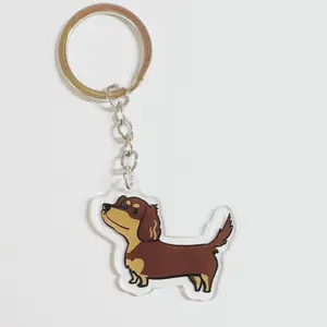 Cute Brown Dachshund Dog Keychain – Handmade Acrylic Keychain, Brown Wiener Dog Charm, Perfect Gift for Dog Lovers
