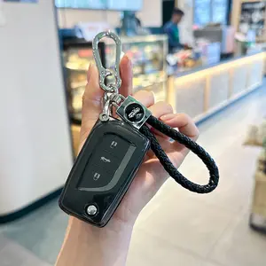 ACEBOY for Toyota Flip Key Fob Cover Soft TPU Key Case Cover with Keychain for Fortuner Tundra Camry RAV4 Challenger Key Shell