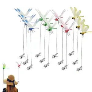 4/12 Counts Outdoor Fake Dragonfly Rod Clip, Garden MetalDragonfly Clip.Natural Organic Concept, 3D Dragonfly GardenDecoration, Garden Bird and Fly Interfere Devices for Indoorand Outdoor Garden,Creative Home Accessories DecorativeDesign
