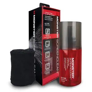 Monster Screen Cleaner Kit 6.7 oz Spray for LED, LCD, OLED Displays – Includes Microfiber Cloth