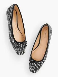 TINSLEY BOW LEATHER BALLET FLATS - OCELOT