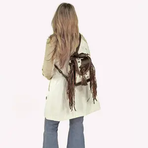 Crafted Cowhide Fringe Backpack | Western Style Statement Piece