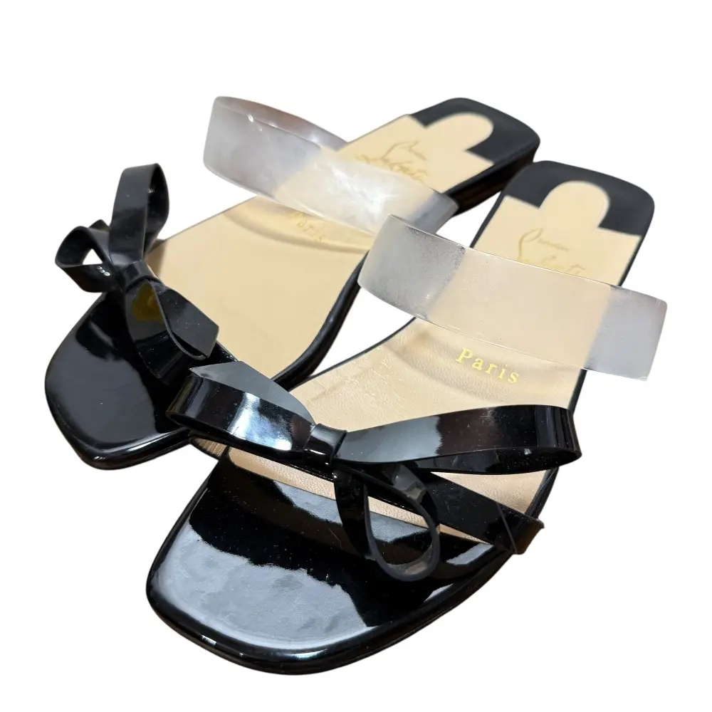 Pre-owned christian louboutin Patent Leather Small Leather Goods Flat Sandals