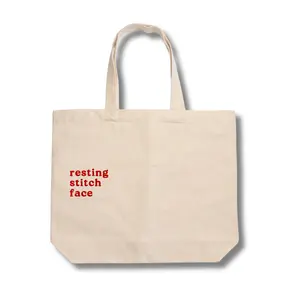 resting stitch face - Canvas Tote [CHOOSE YOUR THREAD COLOR!]
