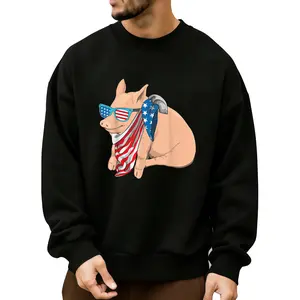 Unique Patriotic Pig Sweatshirt – Perfect Gift with USA Flag Bandana Design on Black Fabric