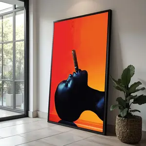 Bold Modern Afro Art Vibrant Cigar Smoker Contemporary Afro Portrait Colorful Abstract Wall Art Unique Afrocentric Decor, Woman Art Poster (UNFRAMED)