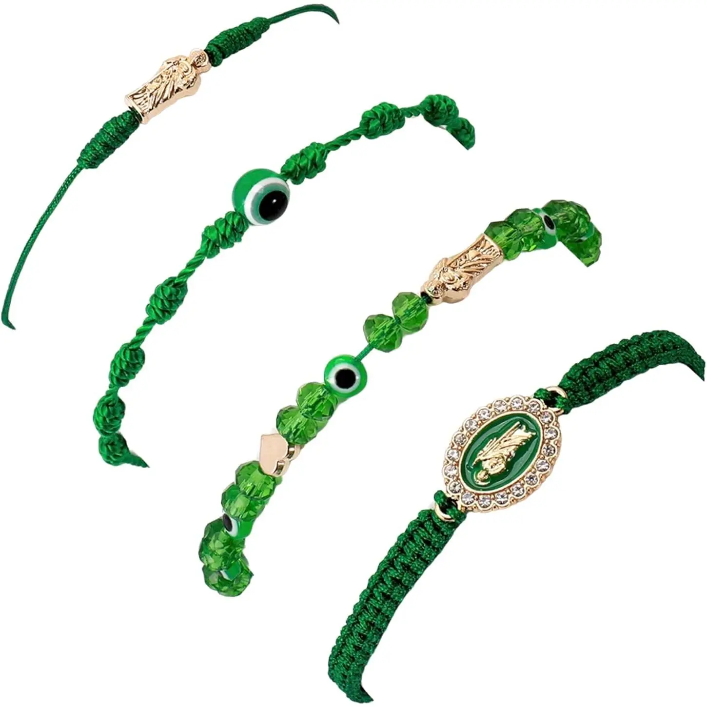 7 Knot Evil Eye Bracelets for Women & Men, Braided Nylon String Mal de Ojo Protection Amulet, Lucky Jewelry with San Judas or Virgin Mary Charm