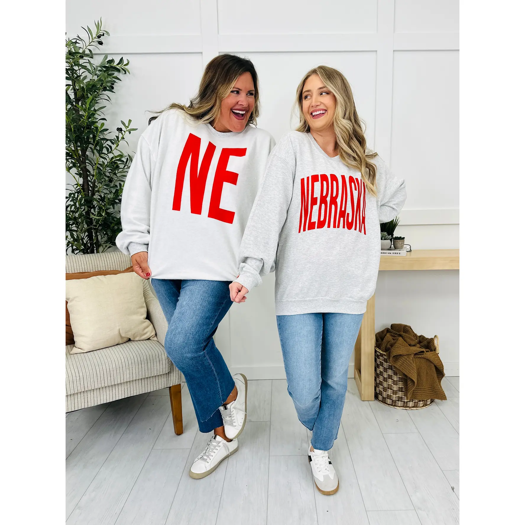 Nebraska Reversible NE Graphic Crewneck Sweatshirt