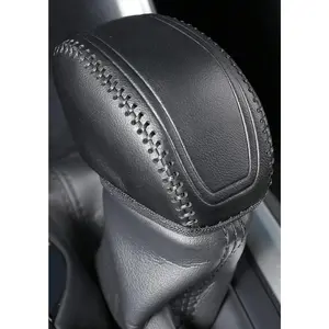 For Toyota RAV4 2019-2025 Shift Knob Cover, Genuine Leather Interior Protection Shift Trim for Toyota Highlander 2020-2025-Black Trim