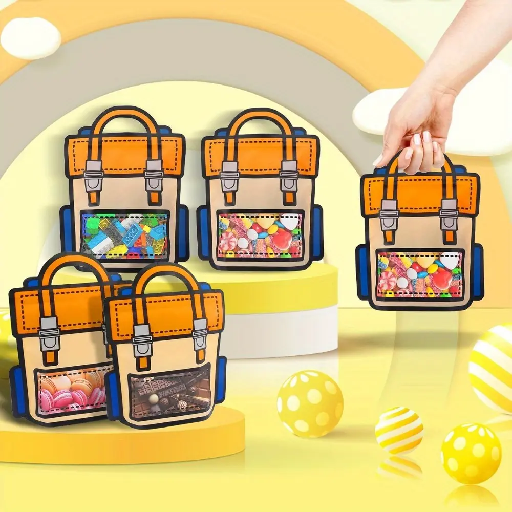 20Pcs 7x8.3 Inch Orange Gift Bags, Bulk Goodie Bag for Candy, Snacks or Favors with Resealable Ziplock Seal Birthday Party Supplies