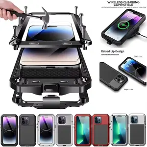 High-end Duty Military Tough Metal Case For iPhone 16 15 14 13 12 11 Pro Max XS XR 8 Plus Outdoor sports Shockproof Protective