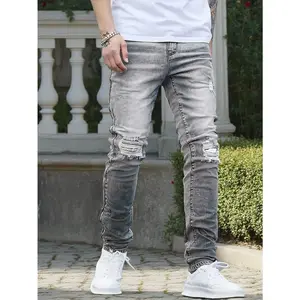 Men's Lightweight Denim Jeans - Casual, Fashionable, And Suitable For All Seasons  Halloween    All    Regular Fit    Ripped  Pocket  Zipper