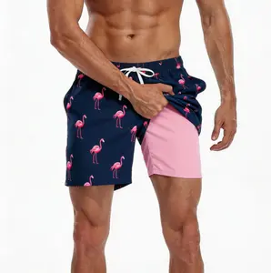 Men’s 7" Swim Trunks 2-in-1 with Compression Liner, Pockets, Drawstring, Stretch Quick-Dry – Gym, Running, Swimming, Hiking, Beach & Pool Swimwear Shorts Summer Swim Bottoms