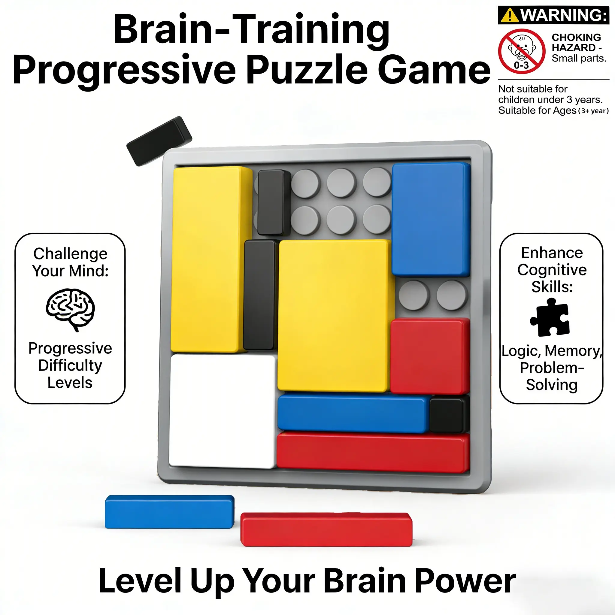 Logic Block Interlocking Puzzle Game, Progressive Difficulty Challenges, Enhances Memory & Problem-Solving, Fidget Toy for All Ages