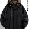 Men's Colorblock Letter Pocket Longsleeves Drawstring Hooded Jacket, Regular Fit Casual Windproof Long Sleeve Hoodie Jumper for Fall & Winter, Men's Clothes for Daily Wear, Fall Clothes 2024 Tops, Waterproof Jacket