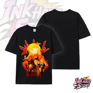 A retro anime-style American T-shirt featuring the character Soryu Asuka Langley from Neon Genesis Evangelion – casual style, 100% cotton fabric, made in the USA, fun street style, and a loose A-line fit.