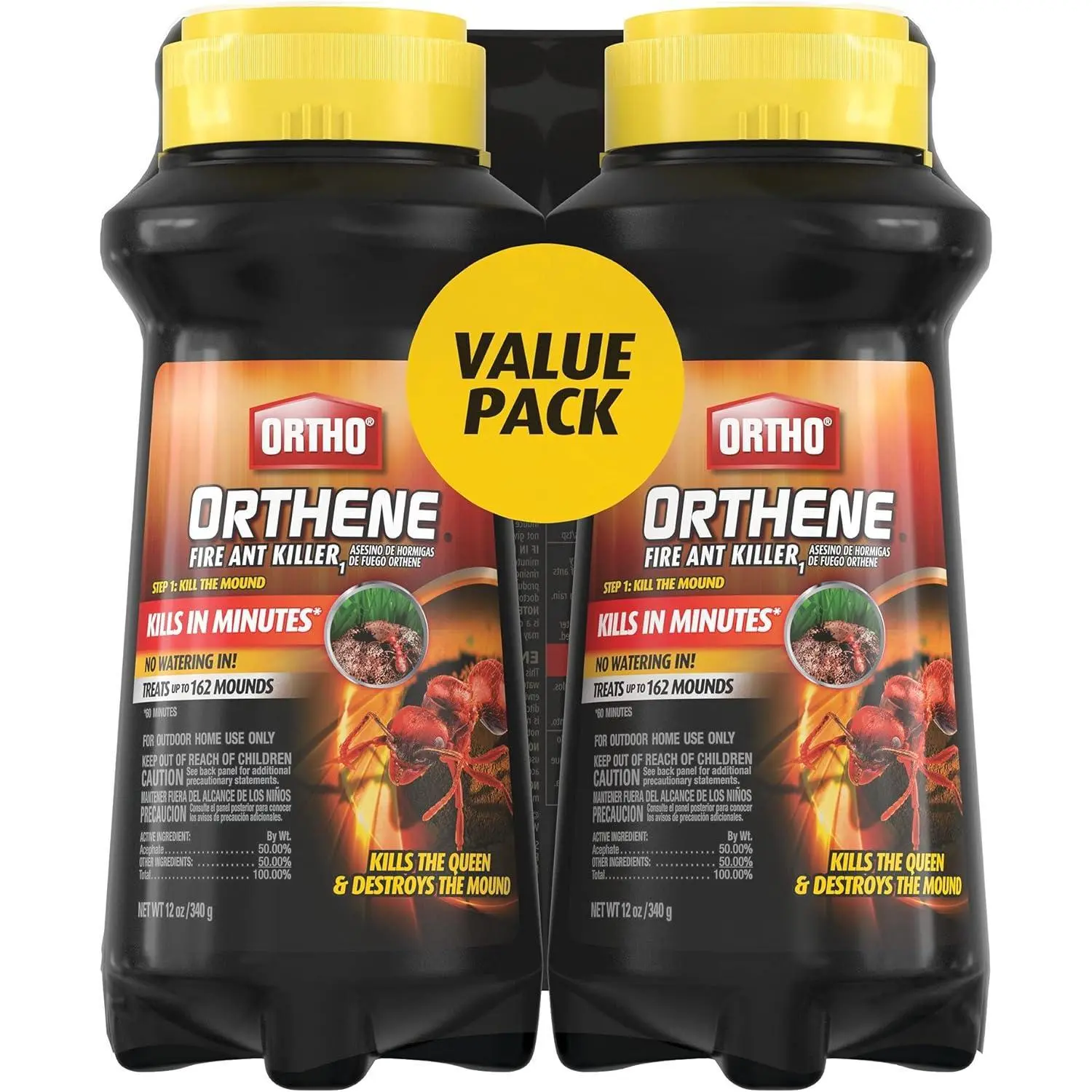 Ortho Orthene Fire Ant Killer 2-Pack (12 oz Each) - Ant Control, Roach Killer, Kills Queen, Destroys Mounds in 60 Minutes for Home Lawns, Outdoor Spaces & Ornamental Plants 01, Bug Control Solutions, Pest Control Solutions
