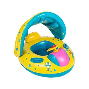 1Pc Swimming Float, Pool Float With Canopy, Inflatable Pool Swimming Boat With Sunshade, Swimming Float, Pool Accessories
