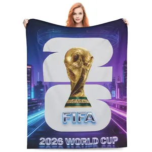 FIFA World Cup WE ARE 26 Neon Design Flannel Fleece Blanket Ultra-Soft Plush Throw for Soccer Fans Home Decor