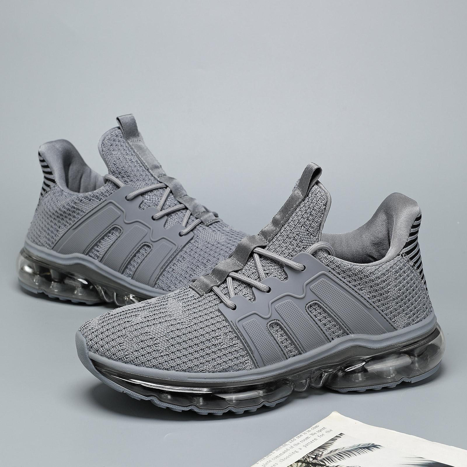 Men's Air Cushion Running Shoes - Breathable Mesh Fabric, Athletic Look, Lightweight, Non-Slip, Secure Lace-Up Sneakers for Gym & Walks, Casual Comfort, Breathable Fabric,shoes for back to school,back to school shoes