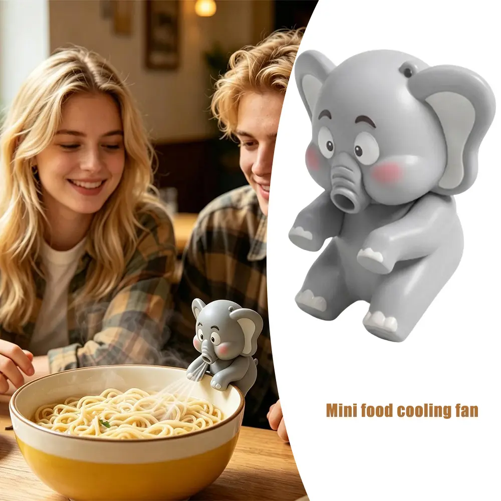 Animal Theme Compact Clip-On Elephant Form Mini Fan Cup Hanger - Splash-Proof Portable Kids' Household Appliance for Cooling Hot Baby Complementary Food with Gentle Airflow