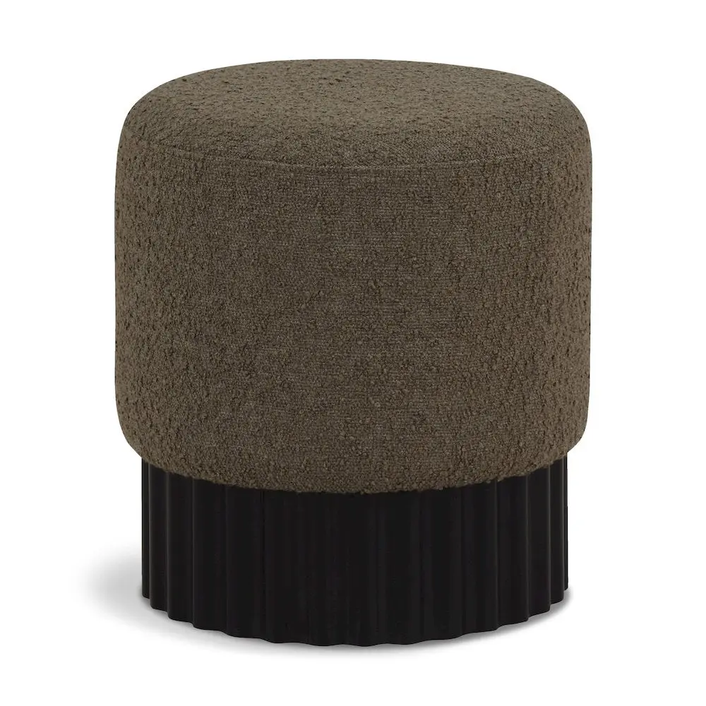 Veranda Olive Boucle Fabric Ottoman/Stool